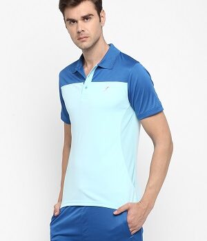 Sportee Men’s T-Shirt Light Blue Dark Blue Colorblock Polo